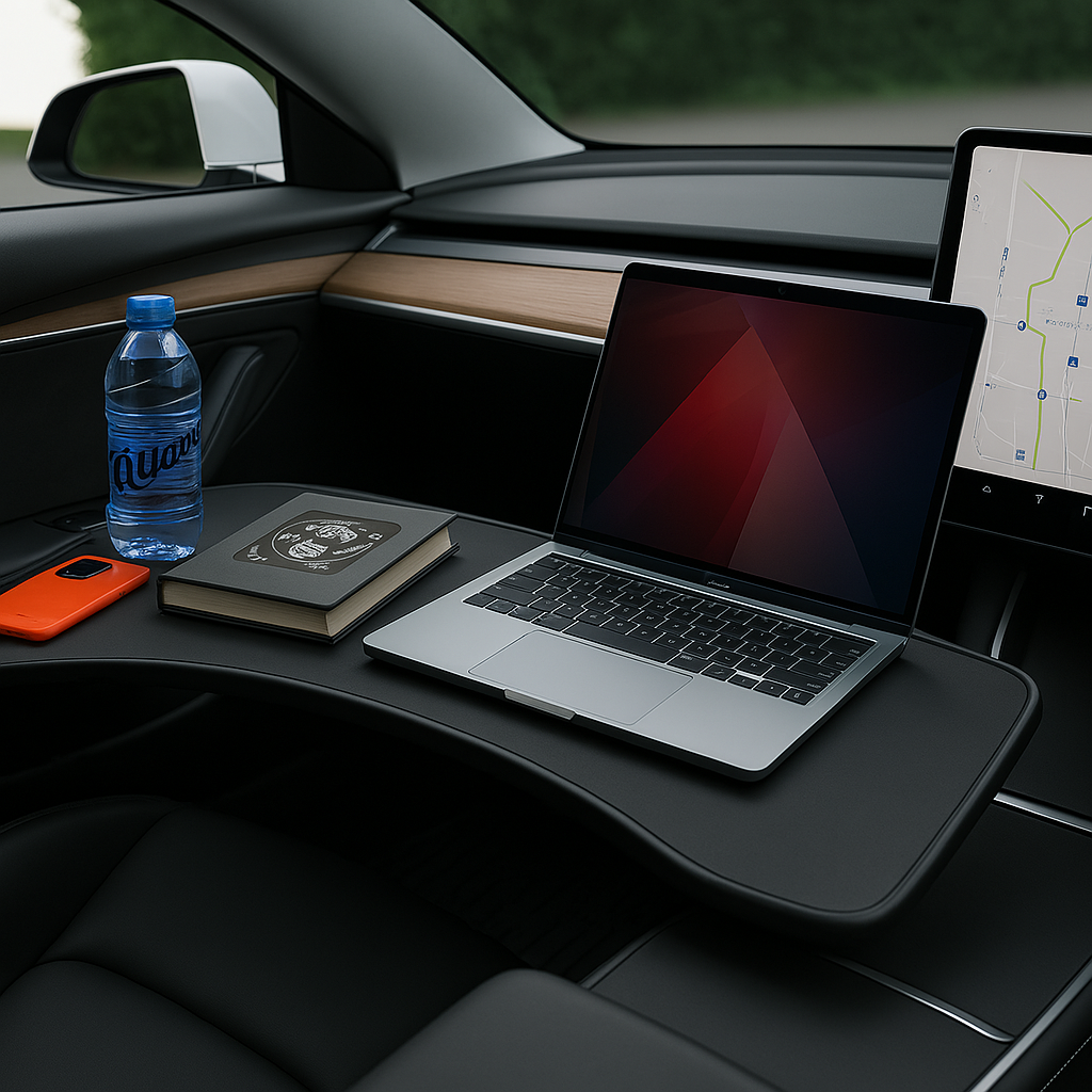 Fällbart bilbord för Tesla – portabel rattbricka för laptop och måltid i bilen