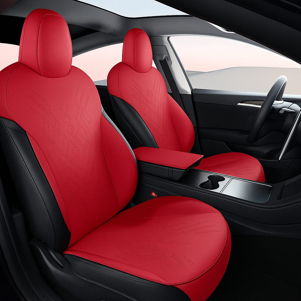 Röda säteskydd för Tesla Model 3/Y – sportig look och premiumkänsla