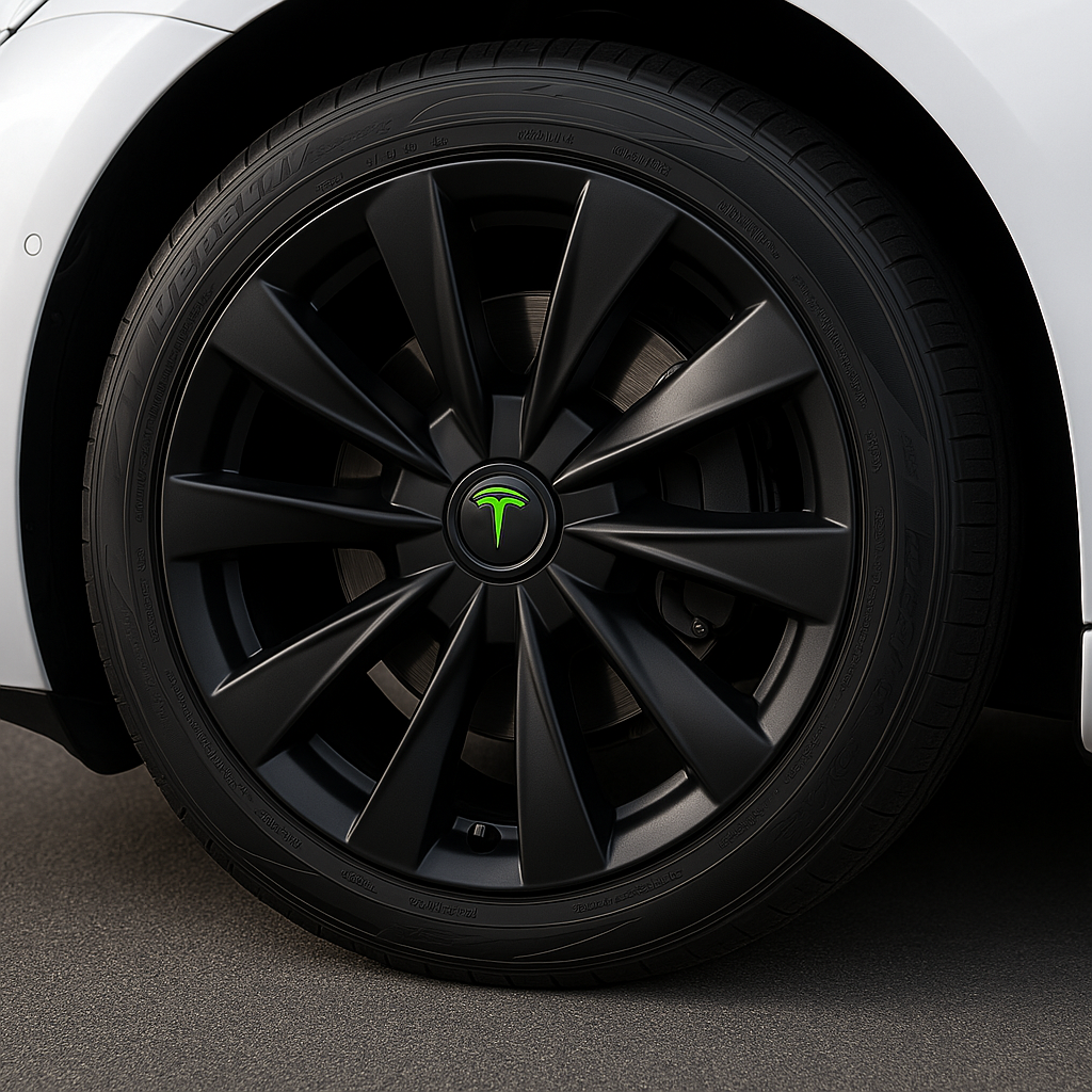 Tesla Navkapslar Däckkåpa 18” – Sportig Look & Skydd för Fälgar (Svart och Grön)