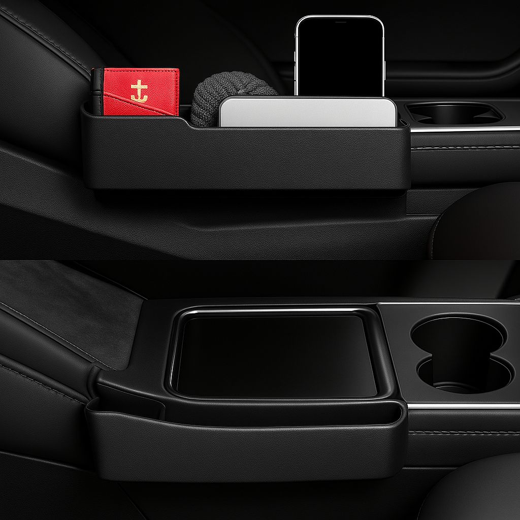 Sidoförvaring för Tesla Model 3/Y – Extra förvaringsfack vid mittkonsolen