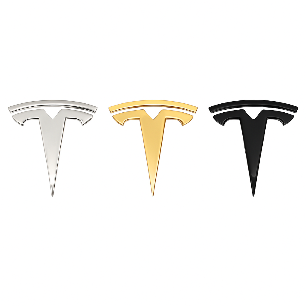 Tesla T-logotyp i metall – Självhäftande emblem för Model 3 & Y
