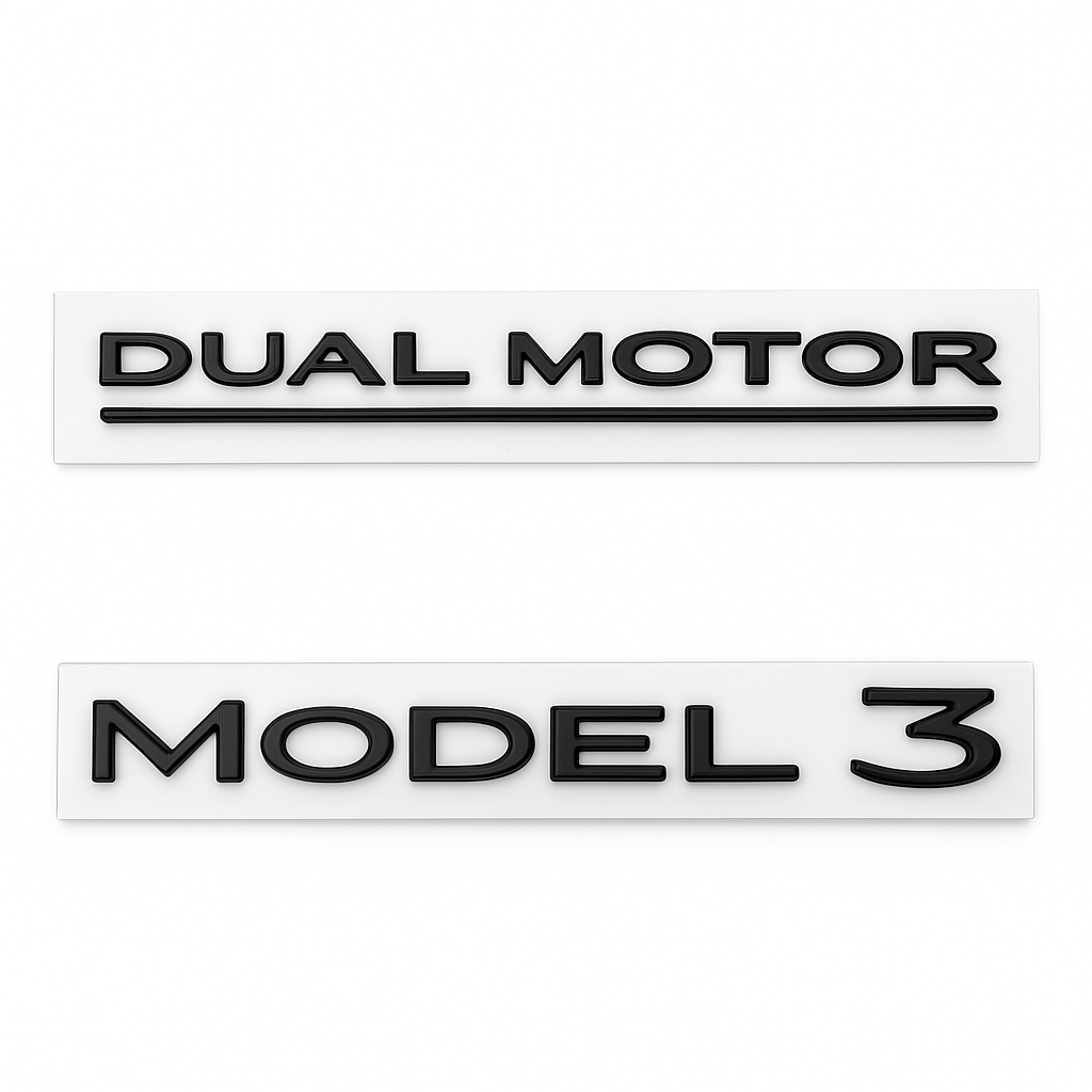 Tesla Model 3 & Y Dekaler – Dual Motor eller Model 3 Emblem