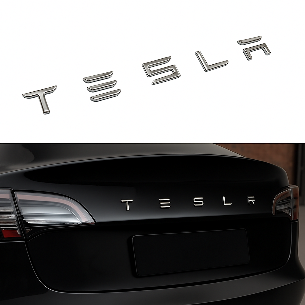 TESLA Baklucka Dekal – Självhäftande Sticker för Model 3 & Y (TESLA-bokstäver)