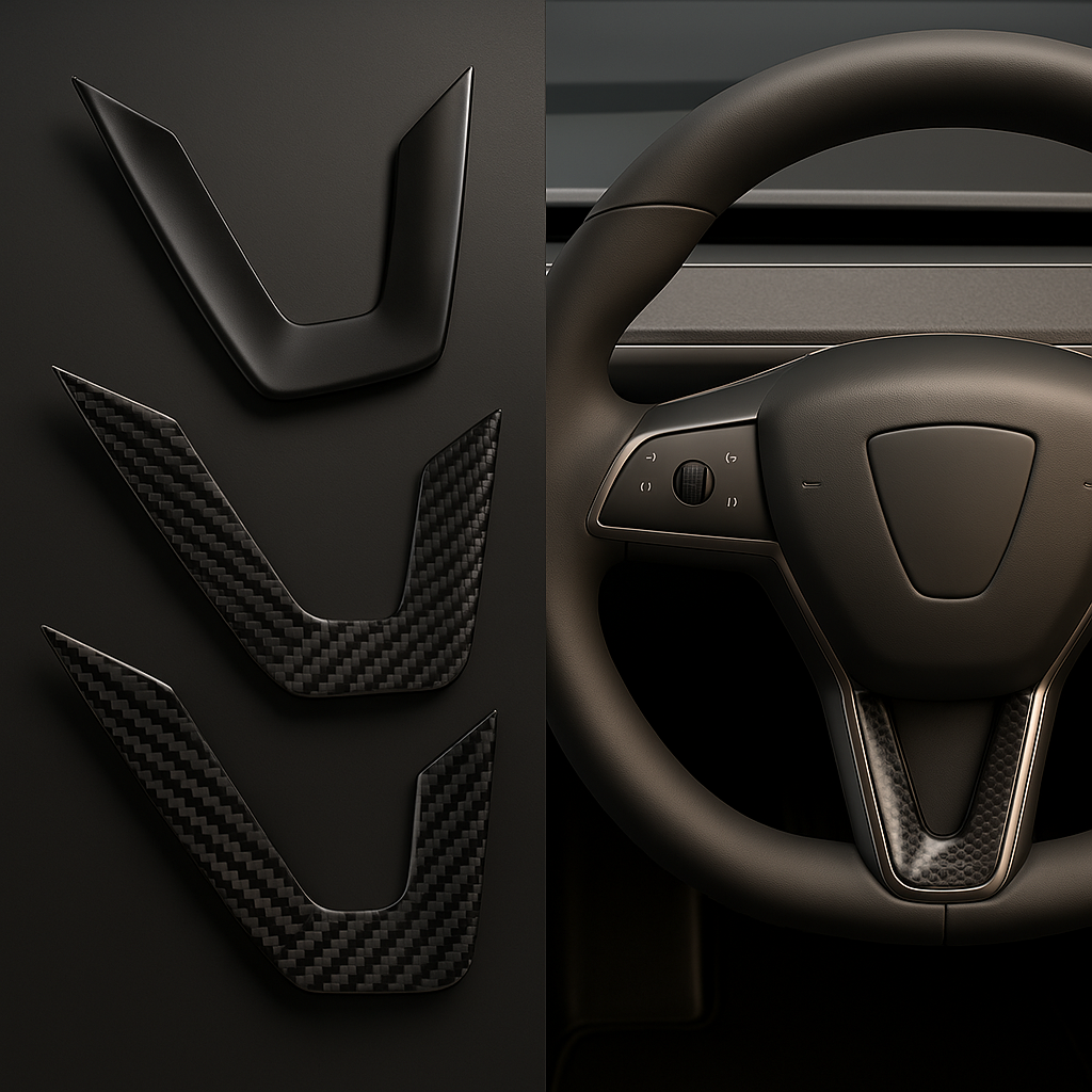 Rattdekal i kolfiberstil för Tesla Model 3 och Model Y – sportigt utseende för ratten