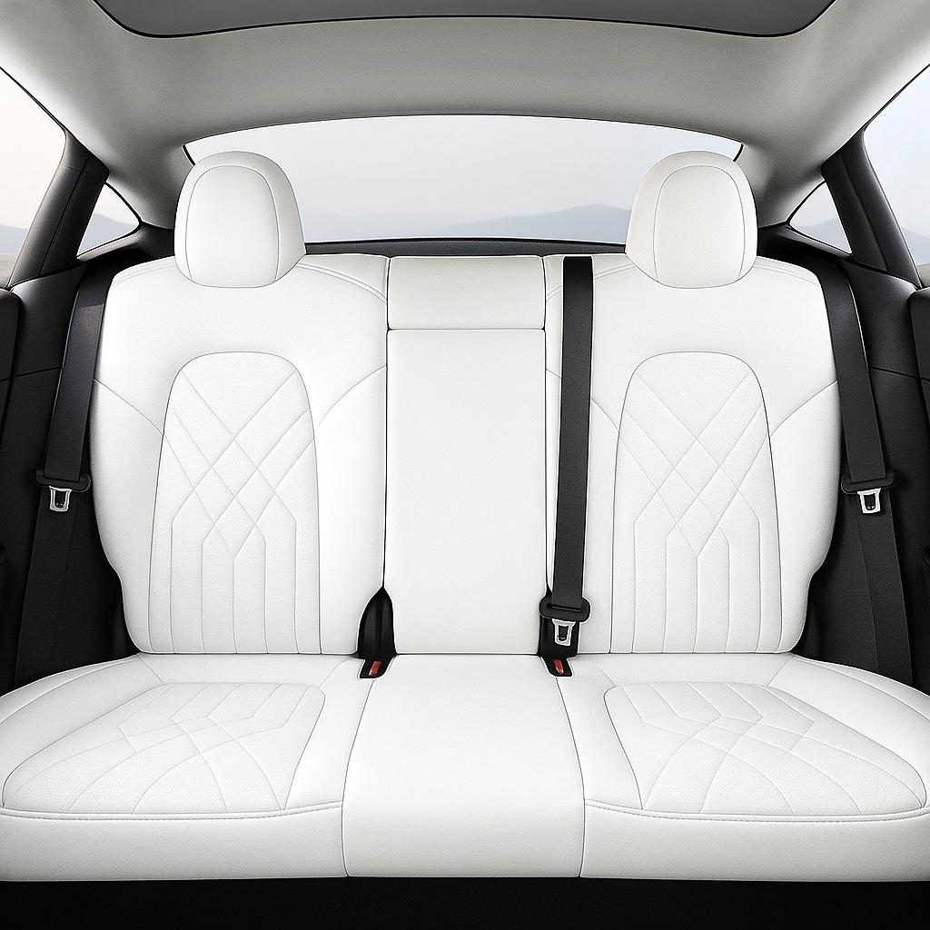 Komplett vitt säteskyddset för Tesla Model 3/Y – framsäte och baksäte